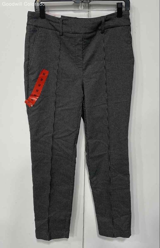 Hilary Radley Womens Black White Pull On Straight Leg Trouser Pants Size M