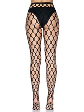 Rhinestone Pothole Net Tights-Black
