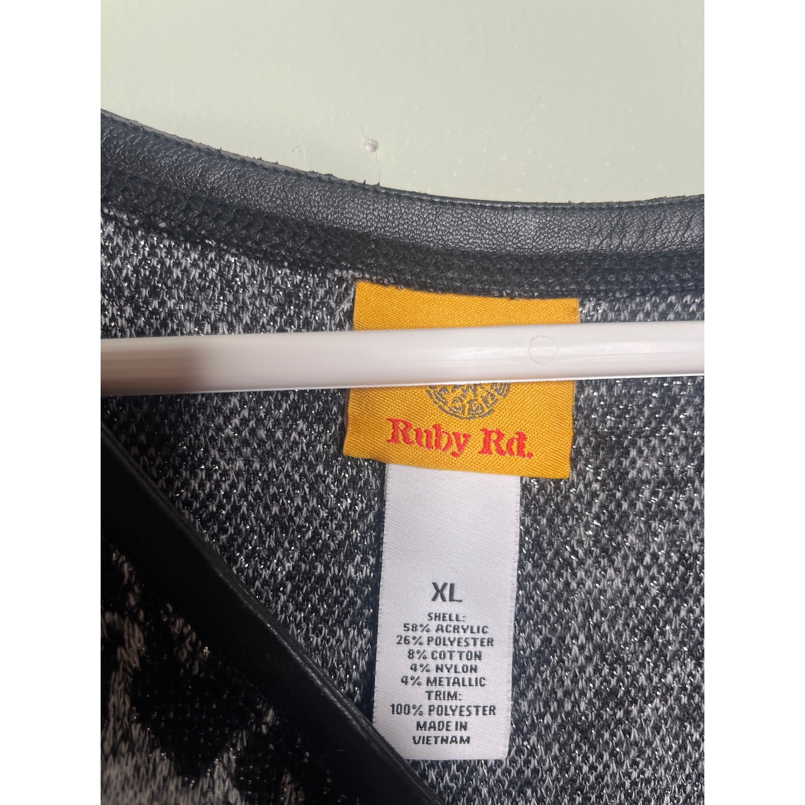 Ruby Rd Metallic Gray Leopard Print Sweater XL - image 2