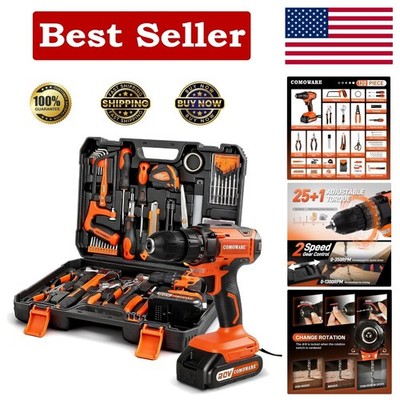 20V Cordless Drill & 120-Piece Tool Kit - Perfect for Home Repairs & Projects