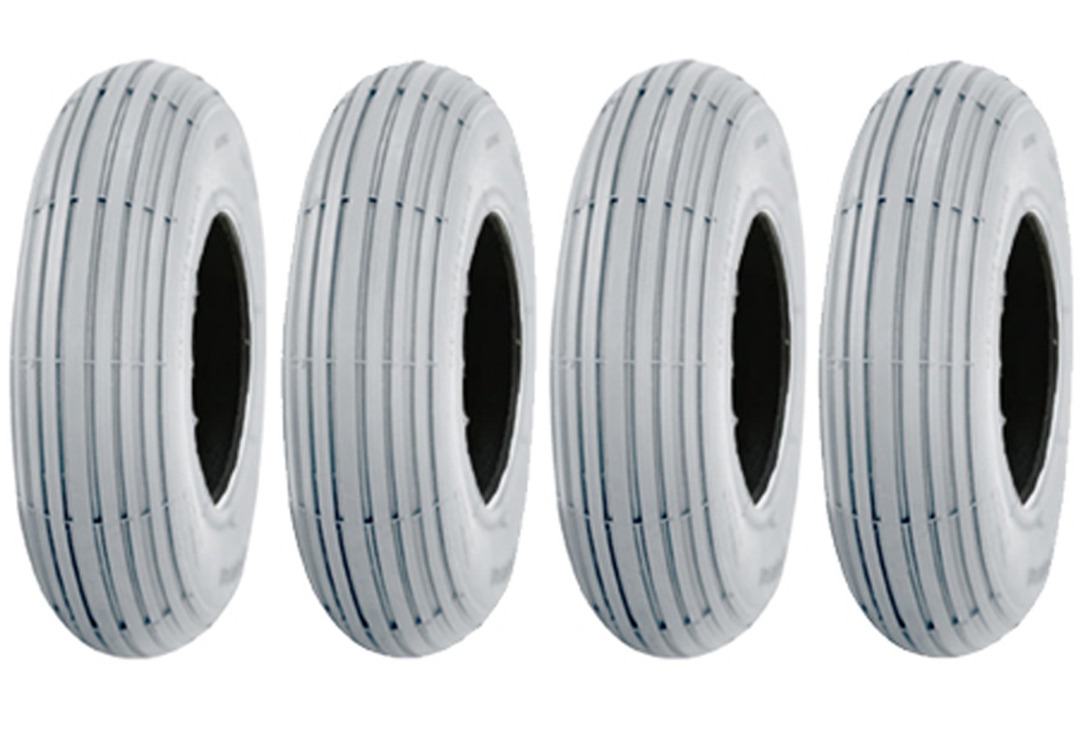 Grey mobility scooter tyre 200x50 ribbed tire non marking wheelchair - set of 4.