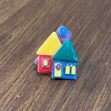 Vtg Pins by Lucinda House Brooch Geometric Resin Art Pin Whimsical 90s Kidcore