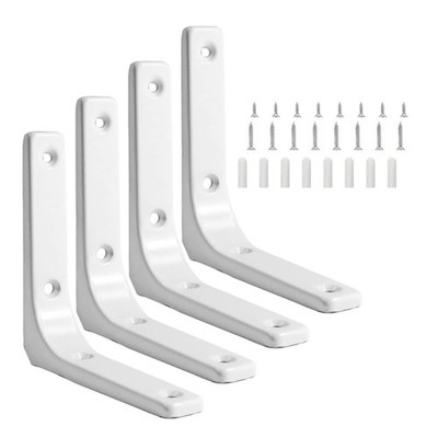 4 Pieces Metal L Shaped Shelf Supports Brackets for DIY Projects and Storage
