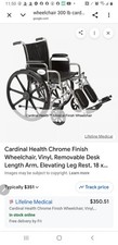 Cardinal Health Chrome Wheelchair Vinyl Desk Arm Elevating Leg Rest 300lb