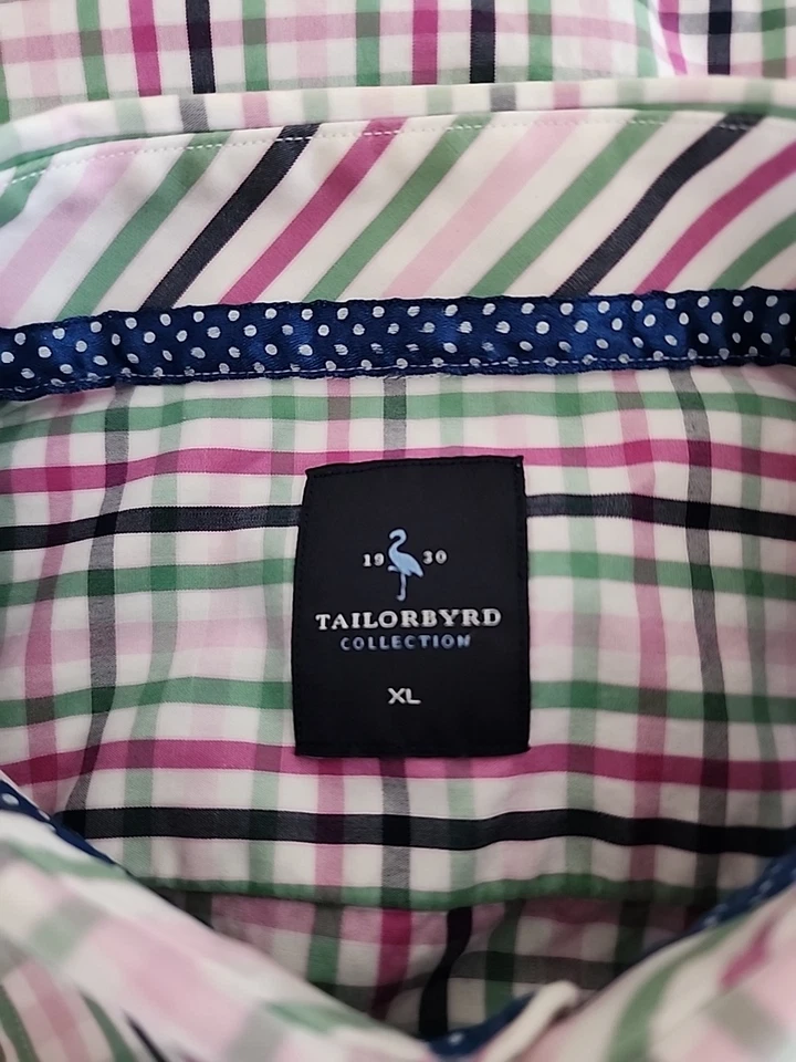 Tailorbyrd Collection Mens Plaid Check Button Up Shirt Sz XL Long Sleeve - Image 2 of 4
