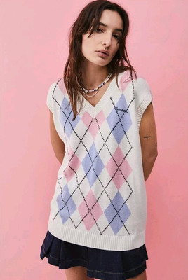 iets frans.. Argyle Boyfriend ärmellos Pullover S