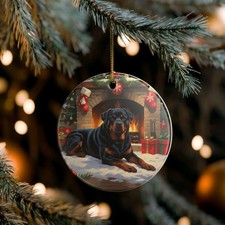 Rottweiler Collectible Ceramic Christmas, Holiday Ornament-A101
