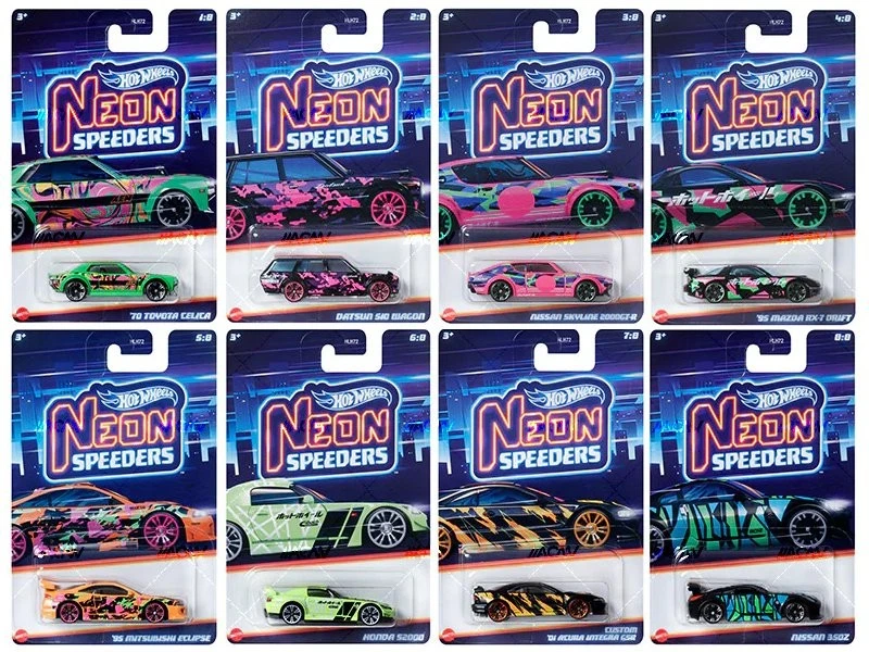 NEON Speeders - 8er Set - HLH72 979B - - HOT WHEELS 1:64 - Immagine 2 di 4