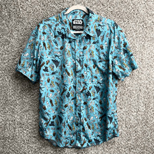 RSVLTS Shirt Men  s Large Galactic Mashup Star Wars Short Sleeve Button Down