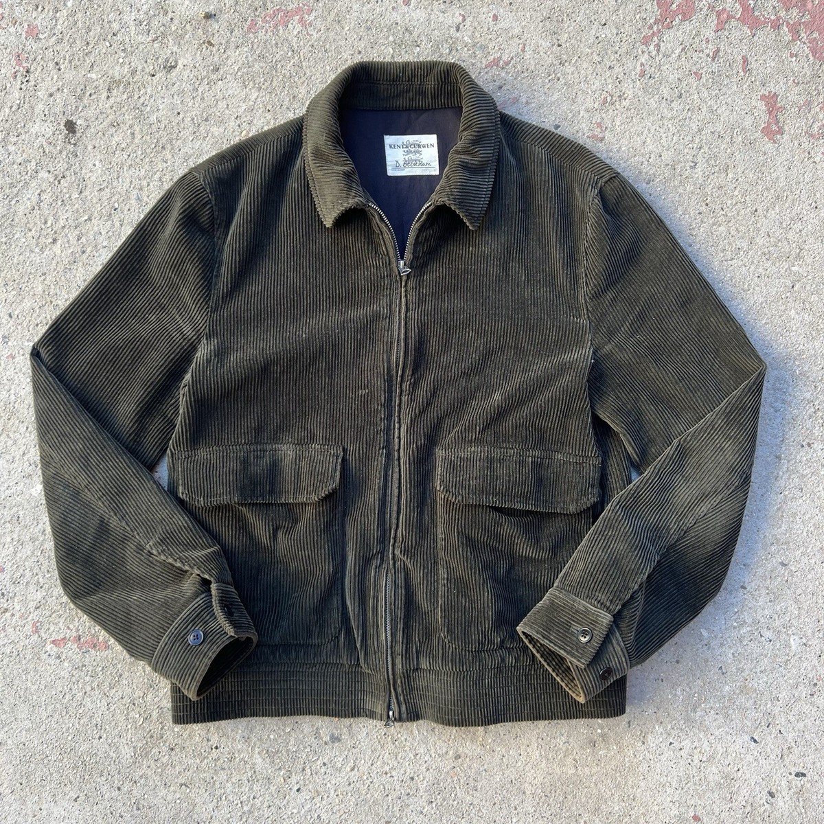 Kent & Curwen x David Beckham Corduroy Green Bomber Jacket Sz M