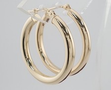 14k Yellow Gold Lightweight Hoop Earrings 1.8 Grams 1" Diameter 3mm Wide