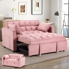 3 in 1 Convertible Sleeper Sofa Bed, Modern Velvet Loveseat Couch Pullout Bed