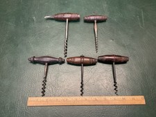 Lot of 5 Antique Straight Pull Corkscrews ~Rosewood Helix ~Missing Brushes