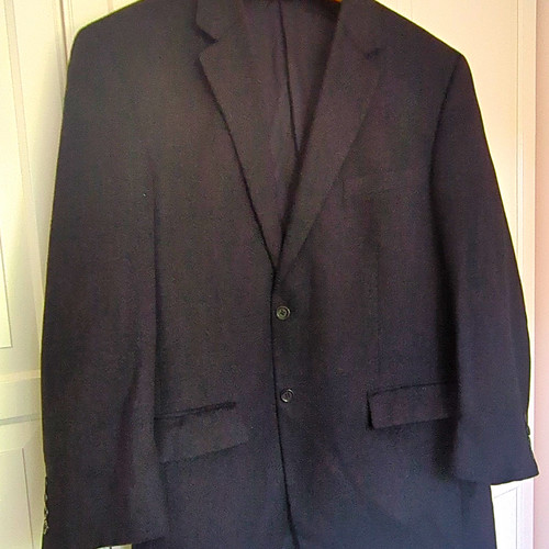 Statements Black Wool Tweed Blazer 2-Button Single-Breasted Notch Lined 42