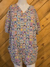Disney Womens Scrub Top Sz L Mickey Mouse, Pooh, Minnie , Ect Healthcare