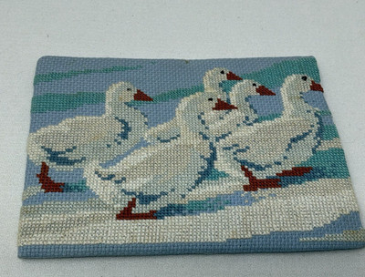 Vintage Finished Duck Cross Stitch Piece  5'' x 7'' Unframed