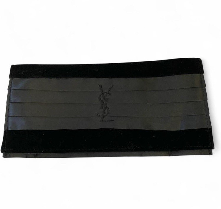 Borsa profumi sera raso velluto nero Yves Saint Laurent YSL pochette cosmetica