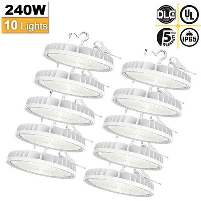 10Pack 240W UFO LED High Bay Light Dimmable 33600LM [1500W HID/HPS Equiv.] 5000K