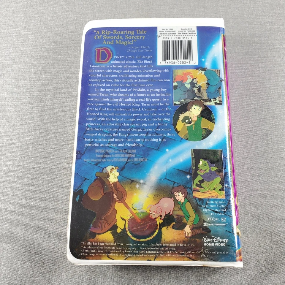 The Black Cauldron VHS 1985 Animation Disney Masterpiece Buena Vista Foto 2 de 4