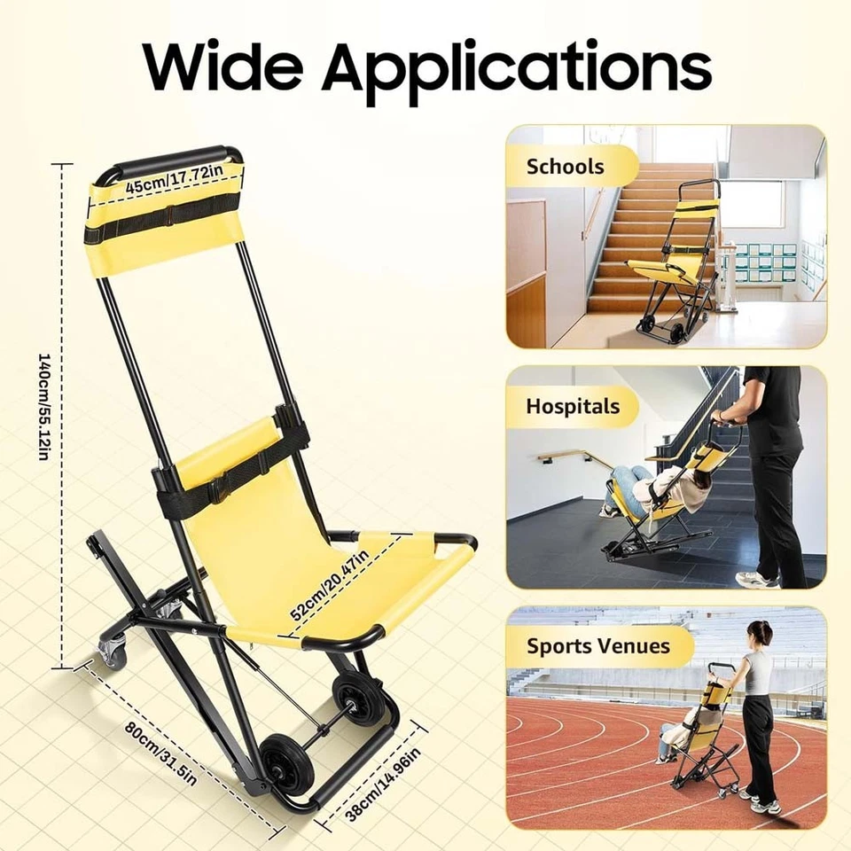 MANUAL LIFT STAIR CHAIR FOLDING PORTABLE DAILY TRANSFER CLIMBING WHEELCHAIR - image 3 of 4