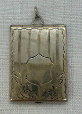 Vintage Sterling Silver Stempel Holder Kompaktowe grawerowane etui Styl zawieszki