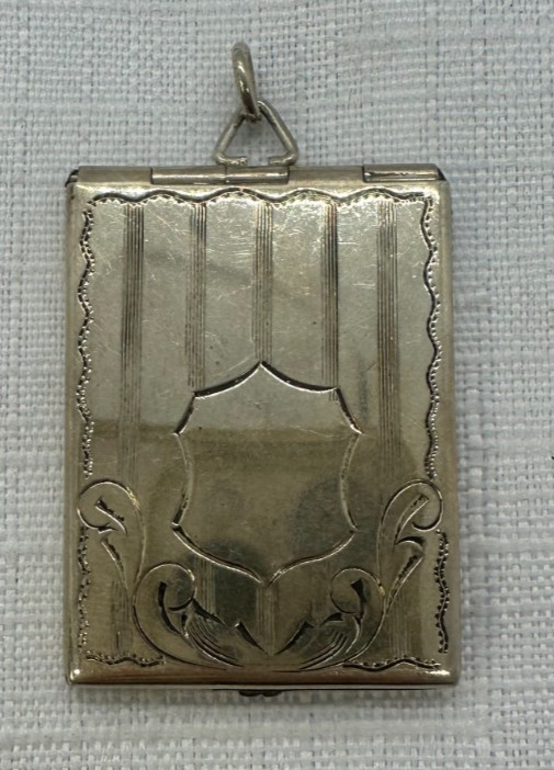 Vintage Sterling Silver Stamp Holder Compact Engraved Case Pendant Style