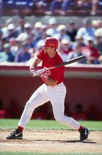 Catcher Eddie Taubensee Cincinnati Reds swings at the Spring Train- Old Photo