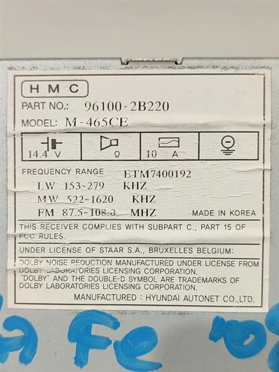 AUTORADIO PER HYUNDAI Santa Fe 3° Serie 96100-2B220 D4EB (06>12) - Immagine 2 di 4