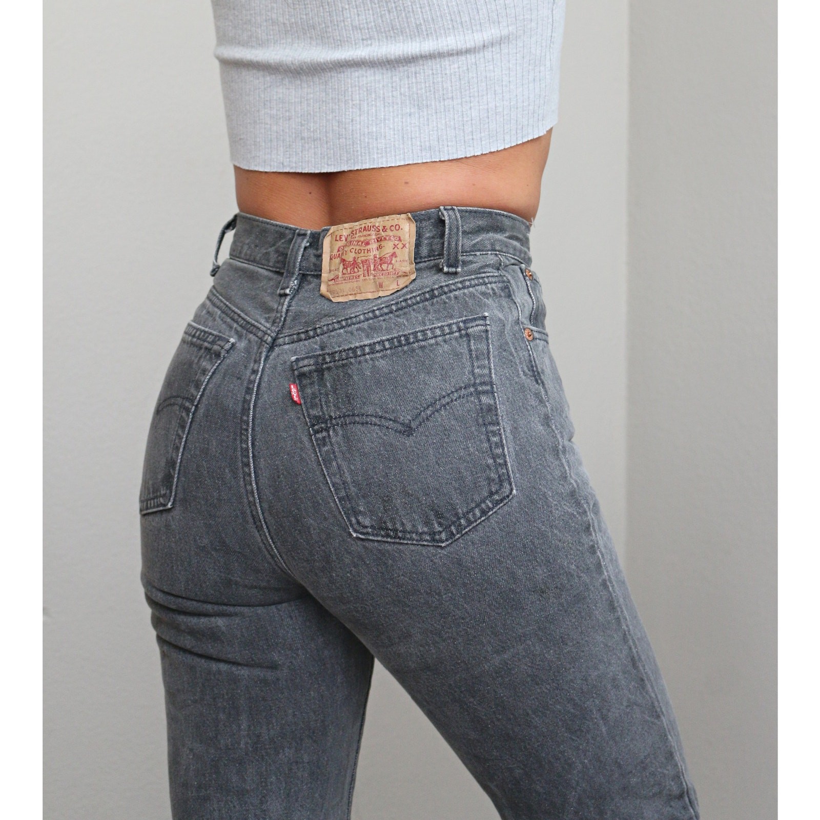 1990's Vintage Levi's 17501 USA Made Gray Mom Jeans Women's XXS XS 25" 26" Waist image 2
