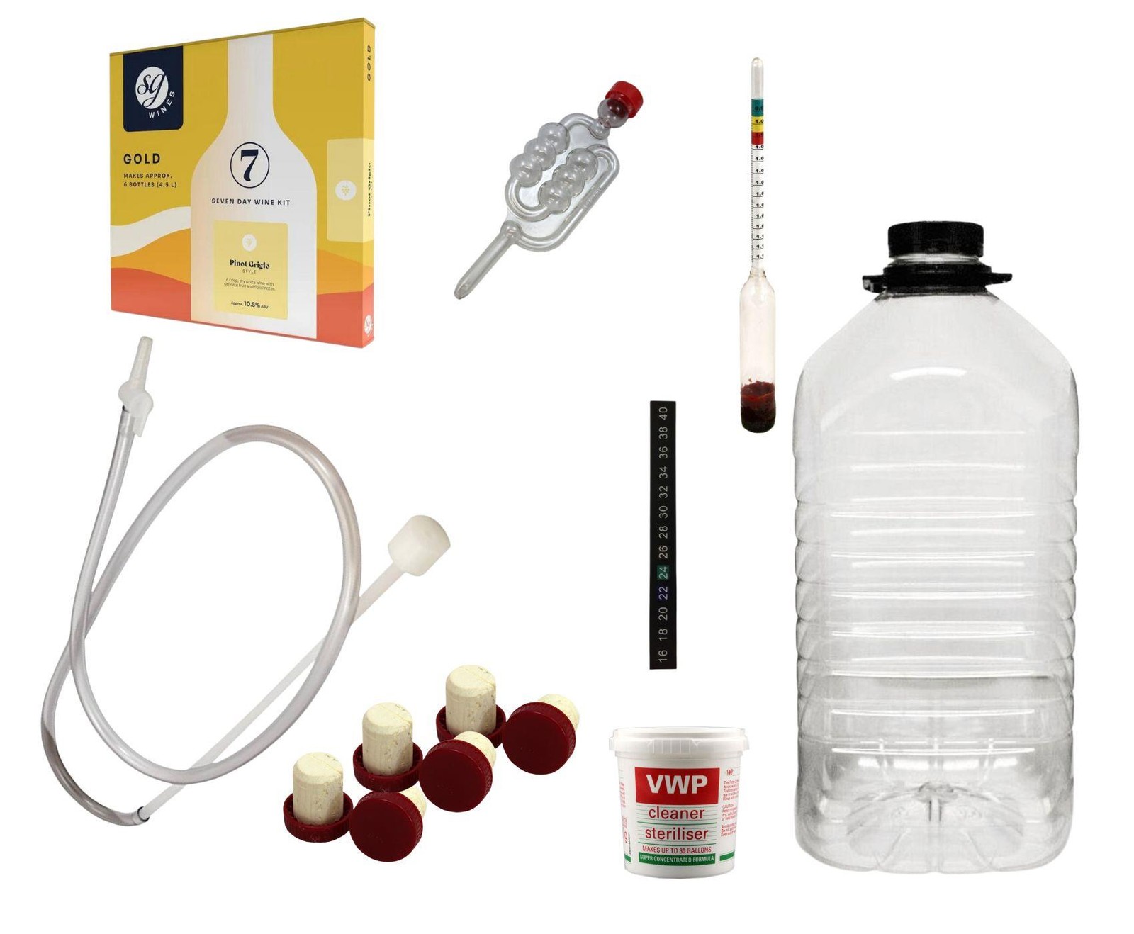 SG Wines Gold Pinot Grigio White Wine Making Kit 6 Bottle 7 Day incl Equipment