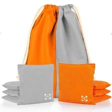 Professional Cornhole Bags Regulation All Weather Two Sided 4 Orange & 4 Gray