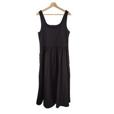 Quince Cotton Mixed Media Tank Dress Black Basic Sleeved XL