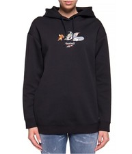 Reebok Womens Tom & Jerry Hooded Mini Dress, Black, X-Small