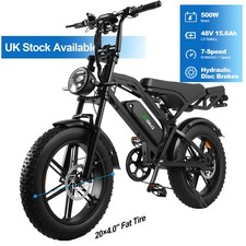 Electric Bike for Adults, 20"x 4.0 Fat Tire E-Bike 48V 15Ah Removable Battery UK