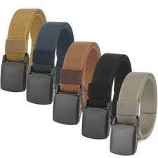 Nylon Belts 5-Pack 1.25 Inch Lightweight TSA-friendly Cut to Fit Waist Belt Up