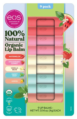 eos Natural USDA Organic Lip Balm 9 Stick Pack Moisturizing Lip Care