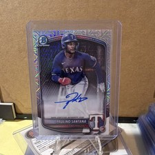 2025 Bowman Chrome Mega Box Mojo Autograph Paulino Santana BMA-PS Rookie Rangers