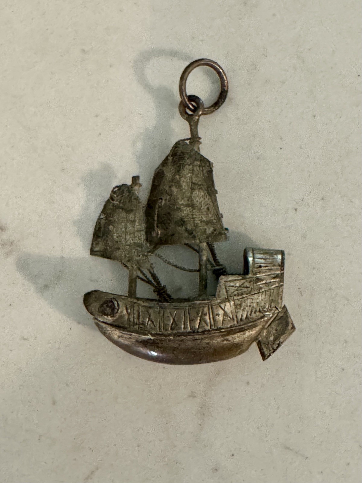 Antique Chinese Solid Silver Handmade Sailing Jun… - image 10