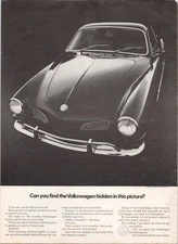 Volkswagen 1972 Karmann Ghia Vintage Print Ad Black Car Italy Design