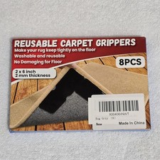 Rug Carpet Non Slip Grippers Reusable Large - 8 pieces Black New