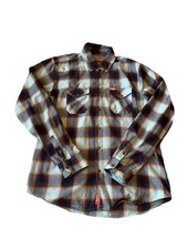 Dixxon Flannel Men XLT Tall Riveted Western Workwear Windowpane Snap Shirt Blue