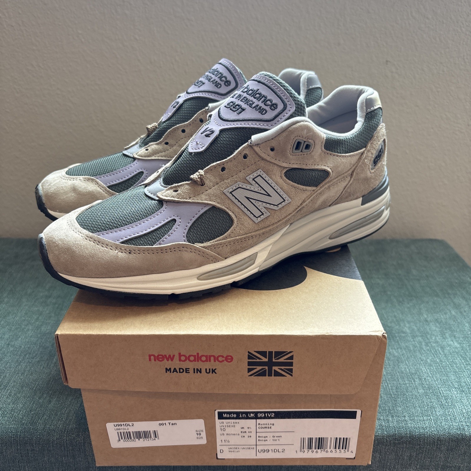 SAOLA New Balance 991v2 MiUK Essentially Offbeat Pack Cemento U991DL2 Uomo Taglia 10