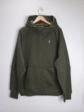 NEW Three Nails Full Zip Tech Fleece Hoodie Large Green Christian Cross