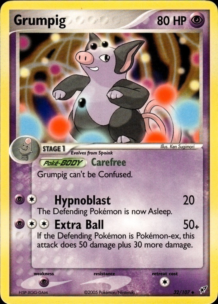 LP Grumpig 32/107 Deoxys Pokemon 2005 Ken Sugimori