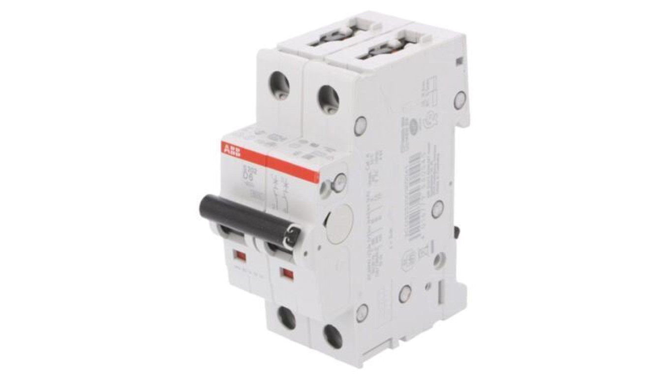 S202-D6 Overcurrent Switch, 230/400VAC, Rated Current: 6A, 2 Pole /T2UK