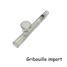 Pipe en Verre Droite Feuille Cannabis