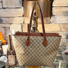 Gucci Tan and Brown Monogram Shoulder Bag