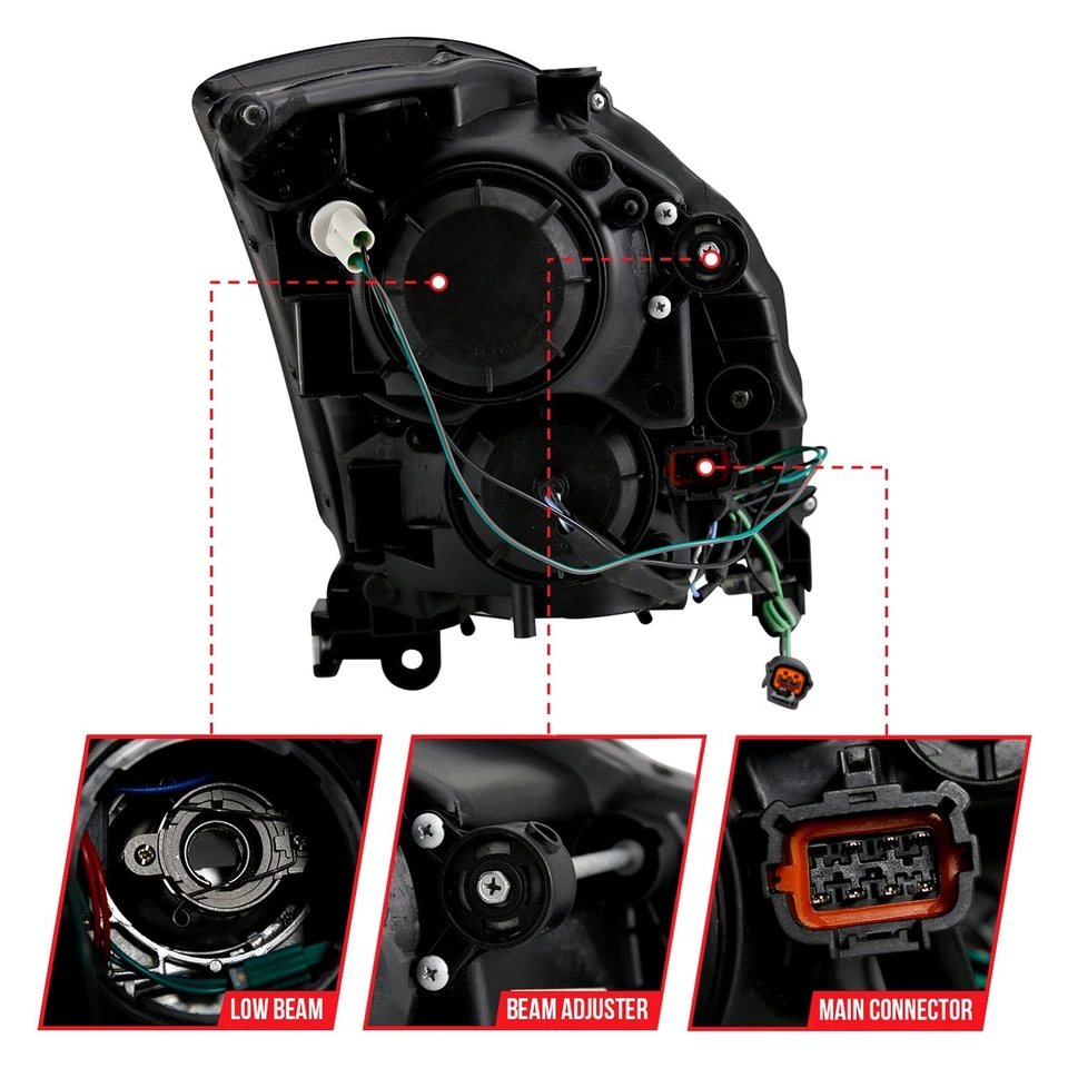 For Infiniti G35 03-07 Headlights Plank Style Driver & Passenger Side Black LED - Изображение 3 из 4