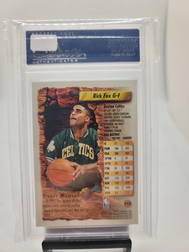 1993 Topps Finest Basketball Refractor Rick Fox #182 PSA 6 - Picture 2 of 2