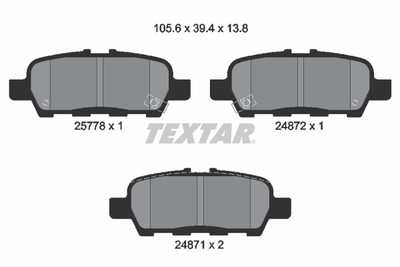 TEXTAR 2577801 Bremsbelagsatz, Scheibenbremse für INFINITI,INFINITI (DFAC),MITSU